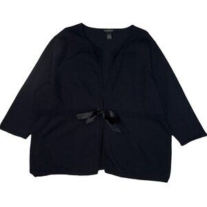 Lane Bryant Women's Black Open Tie Front Knit Long Sleeve Cardigan Size 22/24